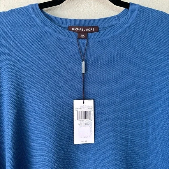 Michael Kors NWT‎ Long Sleeve Crew Neck Ocean Blue Men's Lightweight Sweater XXL - Picture 4 of 8